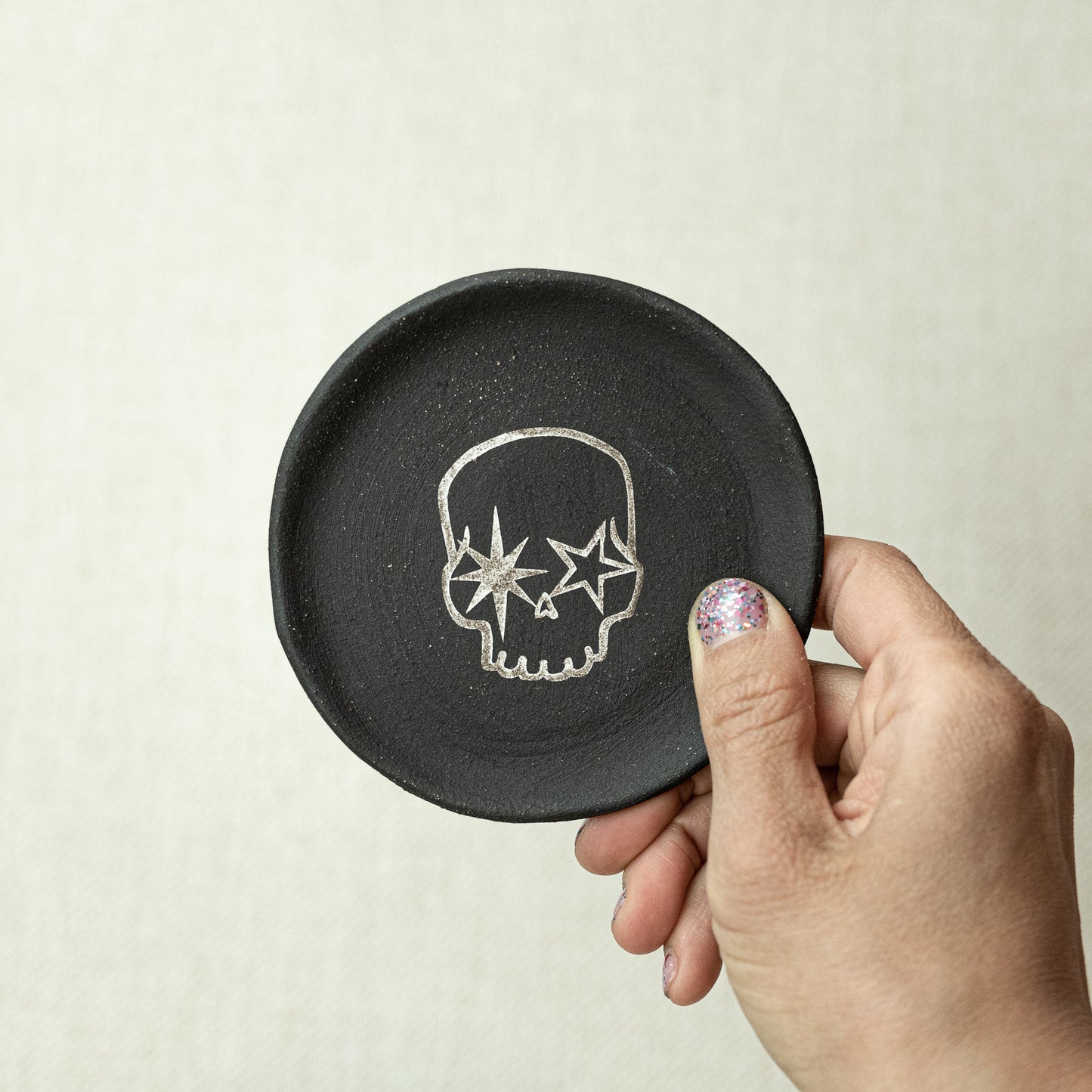 Starry-Eyed Skull Ceramic Dish