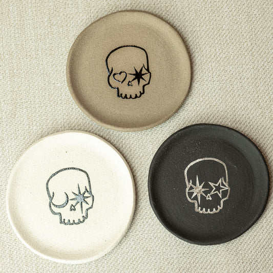Starry-Eyed Skull Ceramic Dish