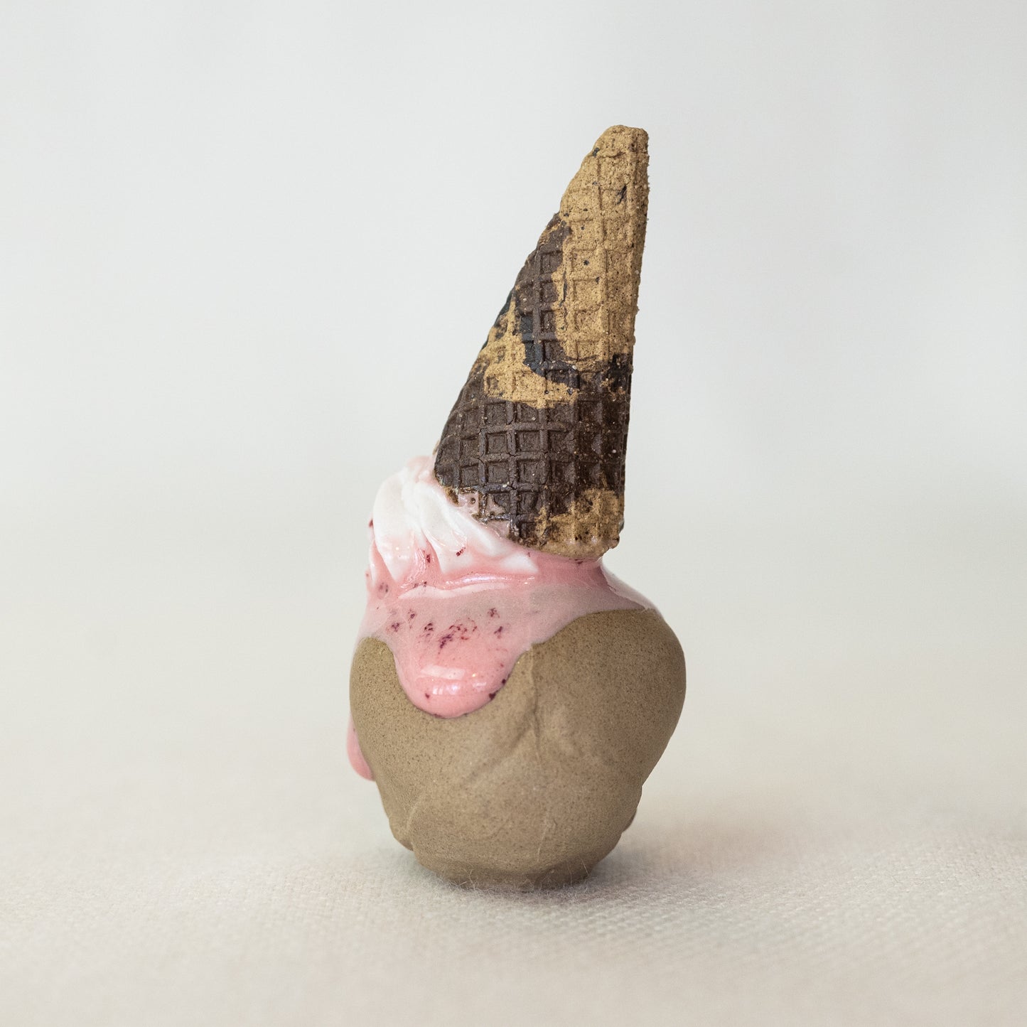 Ceramic Strawberry and Cream Cone Skull (Small)