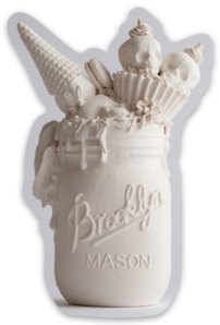vinyl sticker brooklyn mason jar skull porcelain sculpture