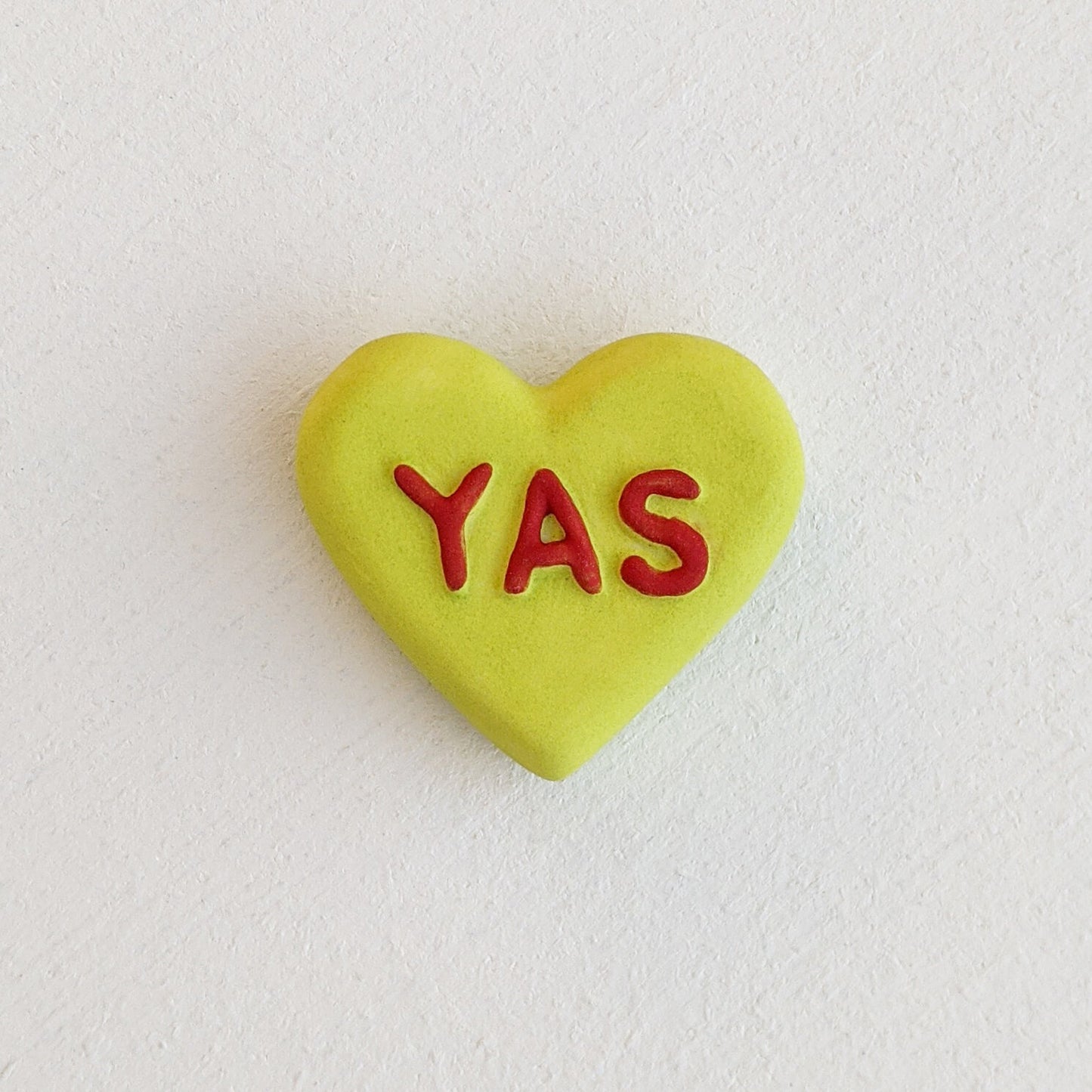 "YAS" Porcelain Puffy Conversational Heart