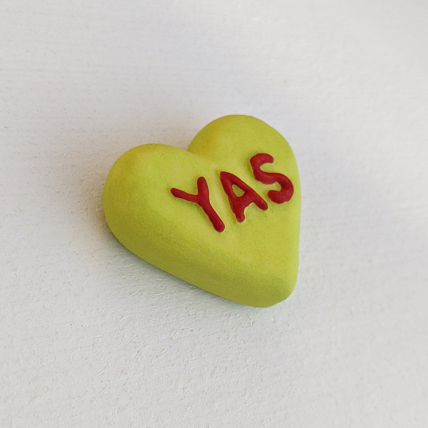 "YAS" Porcelain Puffy Conversational Heart